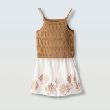 Παιδικό σετ με σορτς για κορίτσια Ebita μπεζ-άσπρο