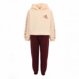 Παιδικό σετ φόρμας για κοριτσια Nekidswear κρεμ-μπορντώ