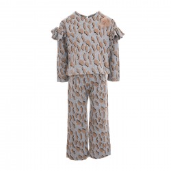 Παιδικό σετ με παντελόνα για κορίτσια Ebita animal print γκρι 3τμχ