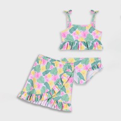 Παιδικό μαγιό μπικίνι για κορίτσια 3τμχ tropical all over print
