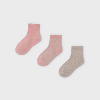 Παιδικές κάλτσες για κορίτσια Mayoral ροζ-εκρού 3 ζευγάρια