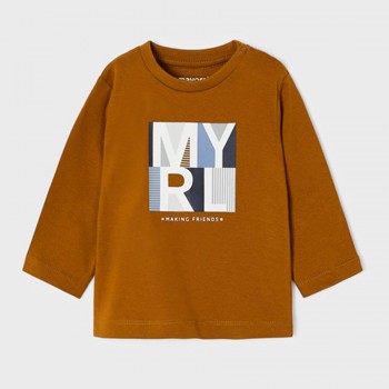 Βρεφική μπλούζα για αγόρια Mayoral καφέ