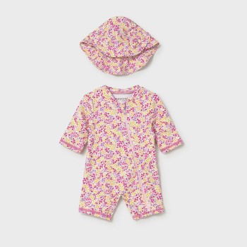 Βρεφικό σετ μαγιό κορμάκι για κορίτσια Mayoral ροζ print