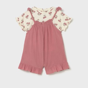 Βρεφικό σετ με σαλοπέτα για κορίτσια Mayoral  ροζ- μπεζ