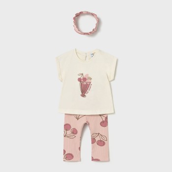 Βρεφικό σετμε κολάν για κορίτσια Mayoral 3τμχ μπεζ- ροζ