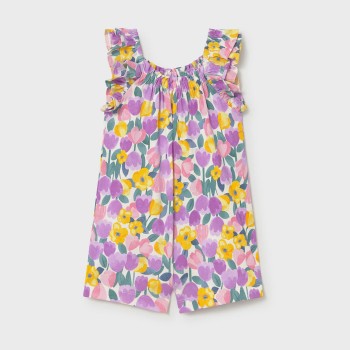 Βρεφική ολόσωμη φόρμα μακό για κορίτσια Mayoral λιλά- φλοράλ