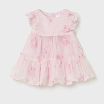 Βρεφικό φόρεμα για κορίτσια Mayoral τούλι ροζ- φλοράλ