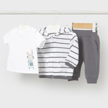 Βρεφικό σετ φόρμα για αγόρια Mayoral 3τμχ ανθρακί-λευκό