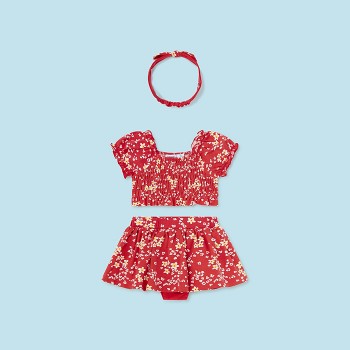 Βρεφικό σετ με φούστα για κορίτσια Mayoral κόκκινο φλοράλ