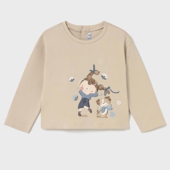 Παιδική μπλούζα μακρυμάνικη για κορίτσια Mayoral μπεζ
