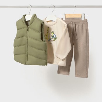 Βρεφικό σετ για αγόρια Mayoral χακί- μπεζ 3τμχ