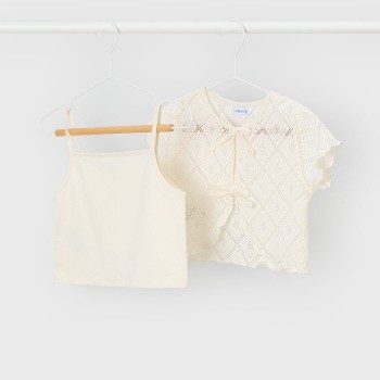 Παιδική μπλούζα για κορίτσια 2τμχ crochet Mayoral εκρού