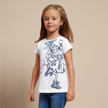 Παιδική μπλούζα για κορίτσια Mayoral με στάμπα λευκό