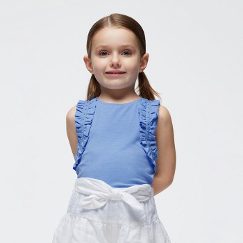 Παιδική μπλούζα αμάνικη για κορίτσια Mayoral γαλάζιο