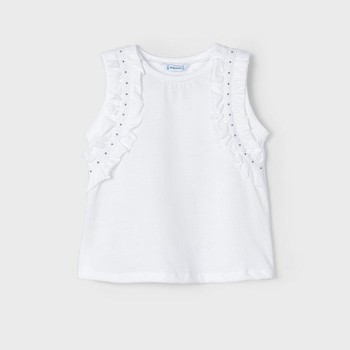 Παιδική μπλούζα αμάνικη για κορίτσια Mayoral λευκό
