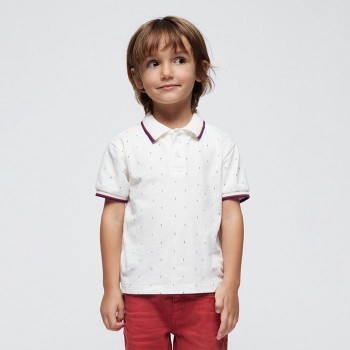 Παιδική μπλούζα πόλο για αγόρια Mayoral με σχέδιο εκρού