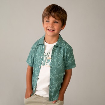 Παιδικό πουκάμισο για αγόρια Mayoral σταμπωτό πράσινο