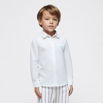 Παιδικό πουκάμισο λινό για αγόρια Mayoral λευκό