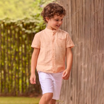 Παιδική βερμούδα λινή για αγόρια Mayoral λευκό