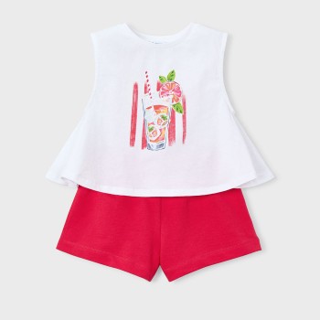 Παιδικό σετ με σορτς για κορίτσια Mayoral  λευκό- κόκκινο
