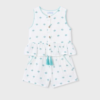 Παιδικό σετ με σορτς για κορίτσια Mayoral σταμπωτό λευκό