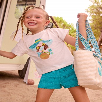 Παιδικό σετ με σορτς για κορίτσια Mayoral λευκό- γαλάζιο