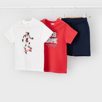 Παιδικό σετ για αγόρια Mayoral 3τμχ μακό κόκκινο- μπλε