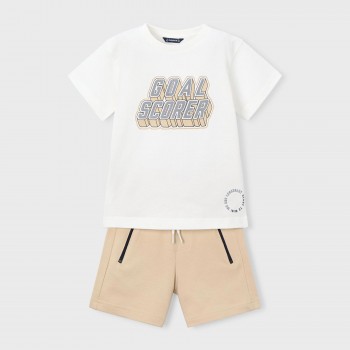 Παιδικό σετ για αγόρια Mayoral μακό κρεμ-μπεζ