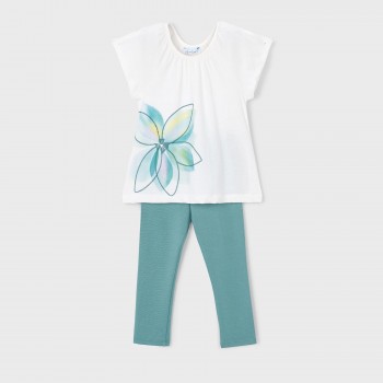 Παιδικό σετ με κολάν μακό για κορίτσια Mayoral λευκό-  μέντα