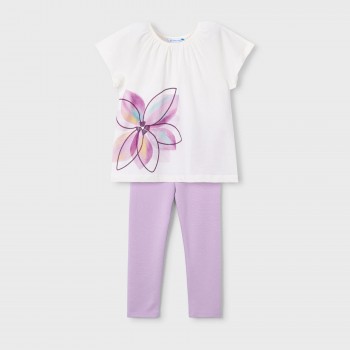 Παιδικό σετ με κολάν μακό για κορίτσια Mayoral λευκό- λιλά