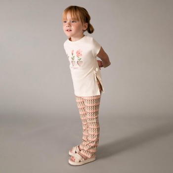 Παιδικό σετ με κολάν καμπάνα για κορίτσια Mayoral  μπεζ- σομόν