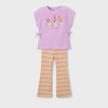 Παιδικό σετ με κολάν καμπάνα για κορίτσια Mayoral  λιλά- πορτοκαλί