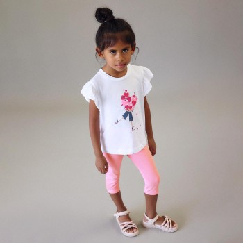 Παιδικό σετ με 2 κολάν για κορίτσια Mayoral λευκό- ροζ