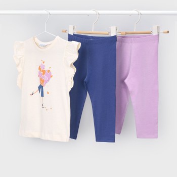 Παιδικό σετ με 2 κολάν για κορίτσια Mayora εκρού- λιλά- μπλε ρουά