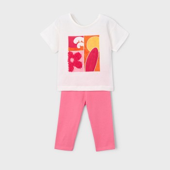 Παιδικό σετ με κολάν κάπρι για κορίτσια Mayoral λευκό- φούξια