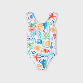 Παιδικό μαγιό ολόσωμο για κορίτσια Mayoral λευκό- print