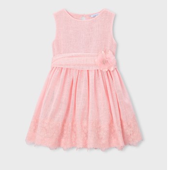 Παιδικό φόρεμα για κορίτσια Mayoral λινό σομόν