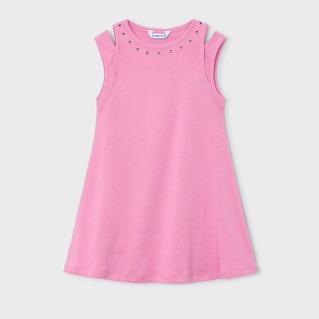 Παιδικό φόρεμα για κορίτσια Mayoral cut out τρούκς ροζ ανοιχτό