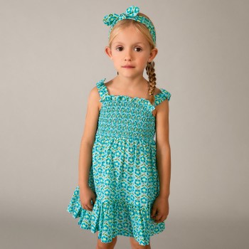 Παιδικό φόρεμα για κορίτσια Mayoral 2τμχ τιρκουάζ- φλοράλ