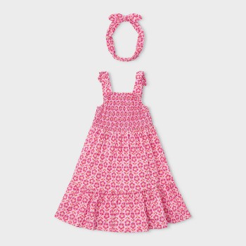 Παιδικό φόρεμα για κορίτσια Mayoral 2τμχ φούξια- φλοράλ