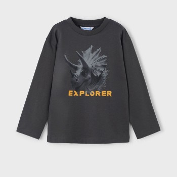 Παιδική μπλούζα μακρυμάνικη για αγόρια explorer Mayoral ανθρακί