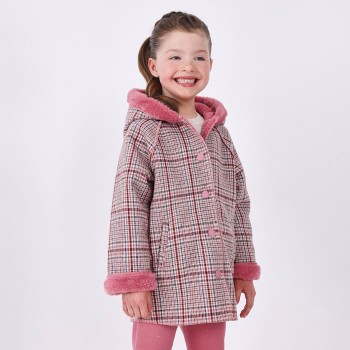 Παιδικό παλτό για κορίτσια Mayoral καρό- ροζ