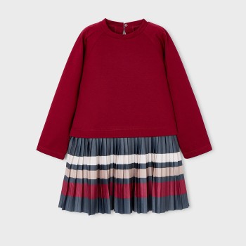 Παιδικό φόρεμα για κορίτσια ρίγες πλισέ Mayoral κερασί