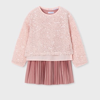 Παιδικό φόρεμα για κορίτσια πούλιες πλισέ Mayoral ροζ