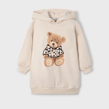 Παιδικό φόρεμα για κορίτσια φούτερ αρκουδάκι Mayoral μπεζ
