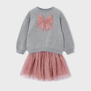 Παιδικό σετ με φούστα τούλι για κορίτσια Mayoral γκρι - ροζ