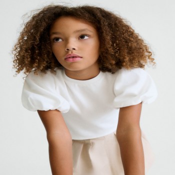 Παιδική μπλούζα κοντομάνικη για κορίτσια Mayoral εκρού