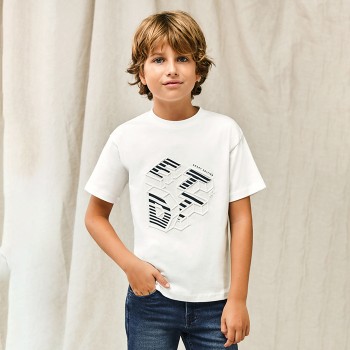 Παιδική μπλούζα για αγόρια Mayoral ανάγλυφο σχέδιο λευκό