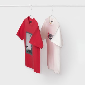 Παιδική μπλούζα για αγόρια Mayoral 2τμχ κόκκινο-λευκό