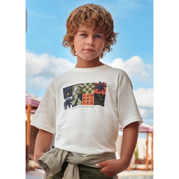Παιδική μπλούζα για αγόρια Mayoral με στάμπα κρεμ